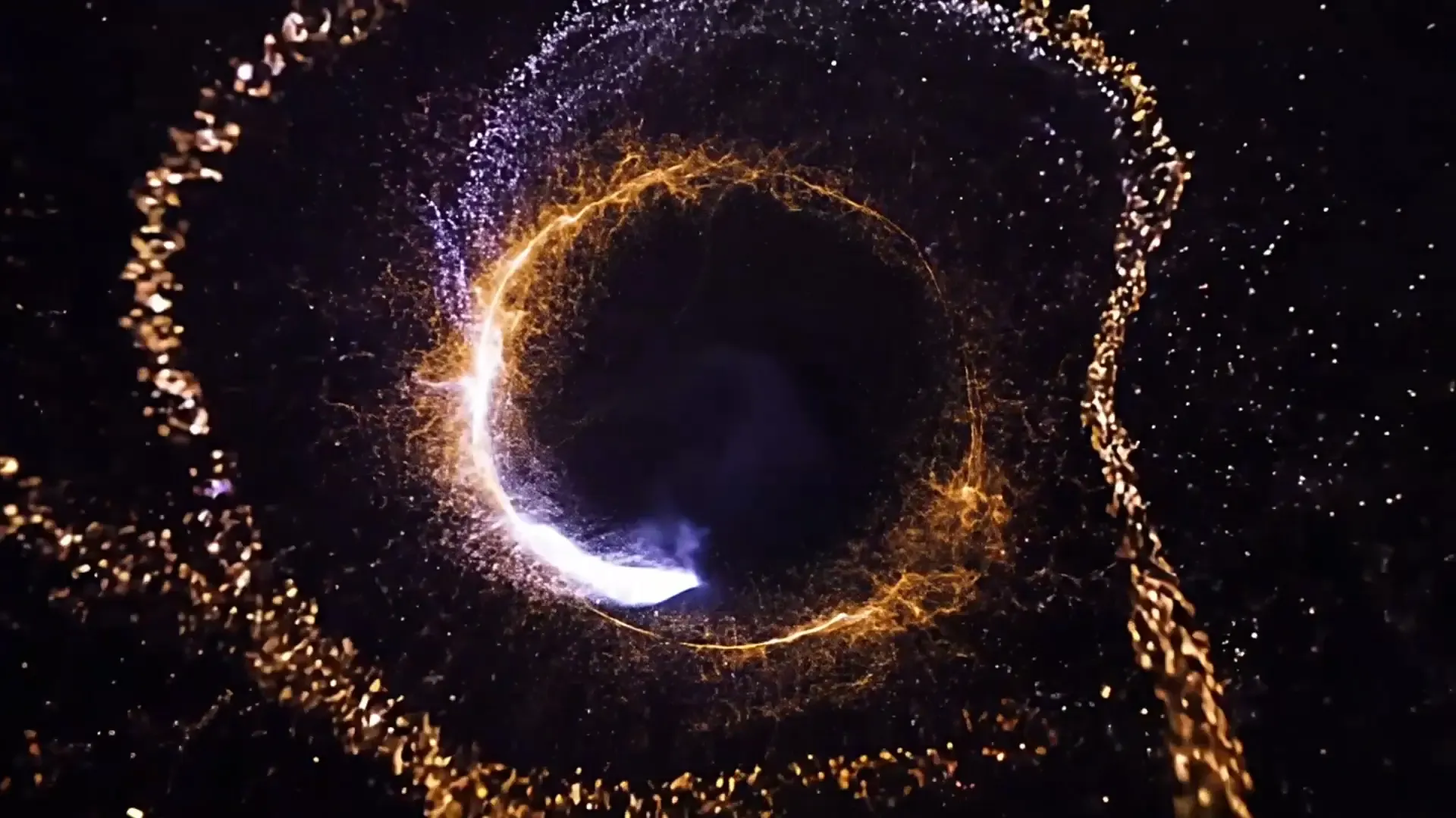 Golden Fire Ring with Sparkling Particles Overlay for Logo Animation